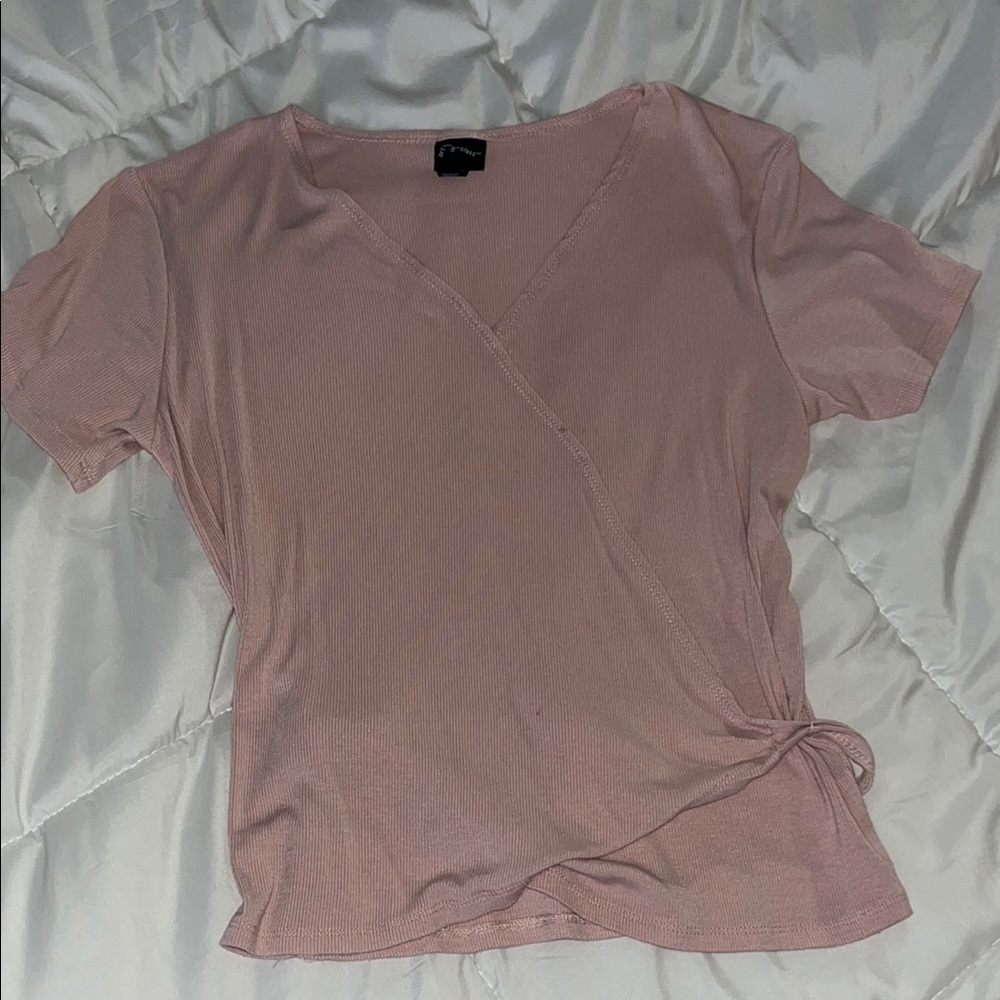 Art Class Pink Wrap Tie Front T-Shirt